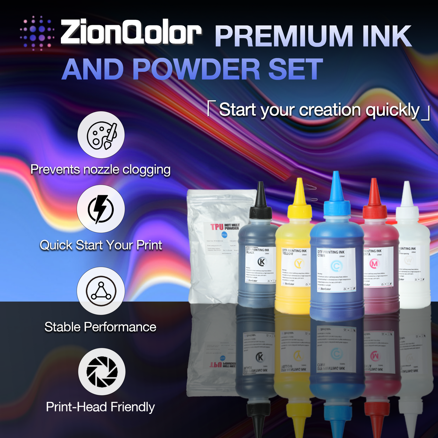 ZionQolor DTF High-quality Ink & Powder Set